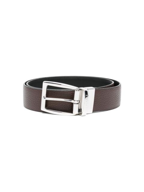 Canali logo-engraved buckle leather belt