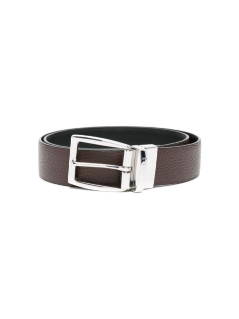 logo-engraved buckle leather belt