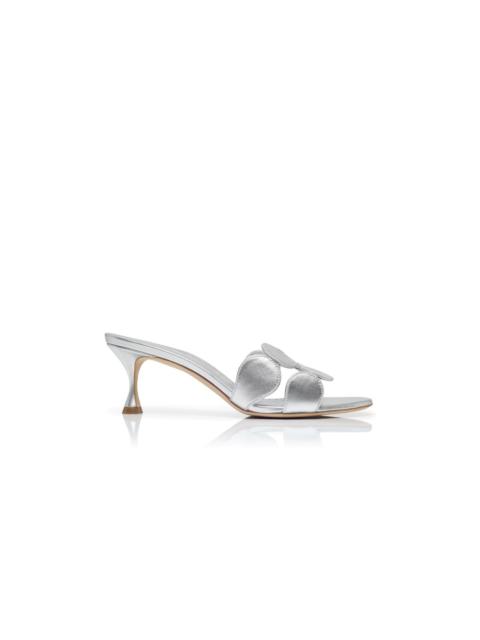 Manolo Blahnik Silver Nappa Leather Mules