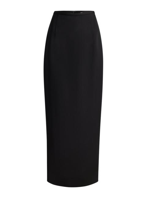 KHAITE Winton Satin Midi Skirt black