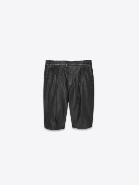 SAINT LAURENT pleated bermuda shorts in grained leather