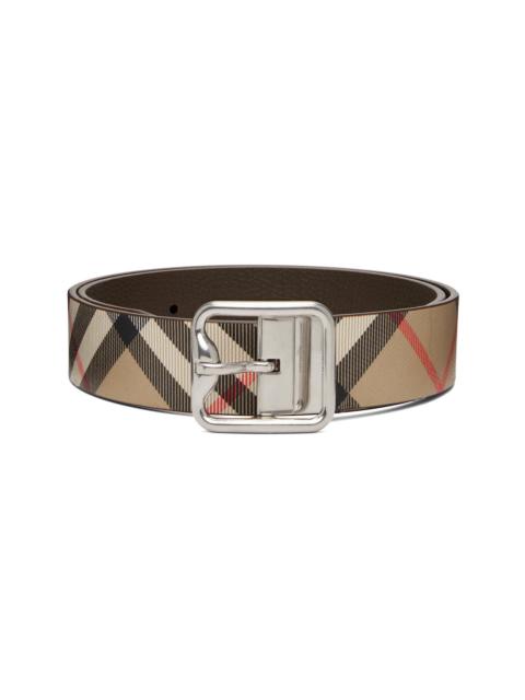 Burberry Beige Reversible Check B Buckle Belt
