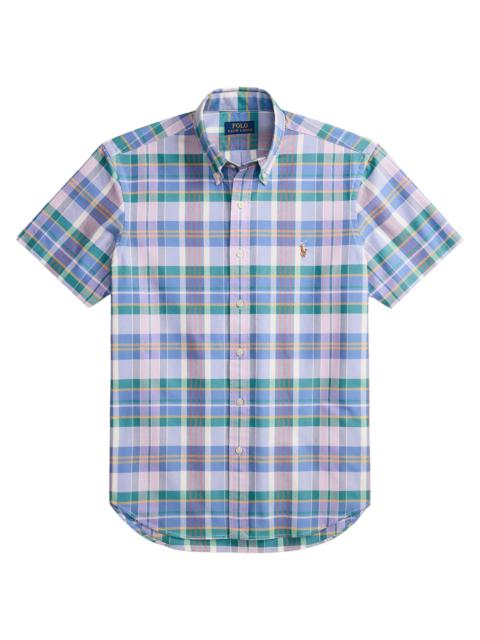 Polo Ralph Lauren Men's Plaid Stretch-Cotton Oxford Shirt - White Jewel Blue Multi