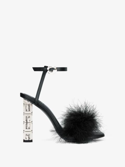 Givenchy G CUBE FEATHER AND LEATHER SANDALS