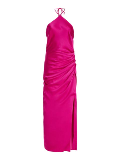 SIMKHAI Hansel Classic Woven Satin Midi Dress pink