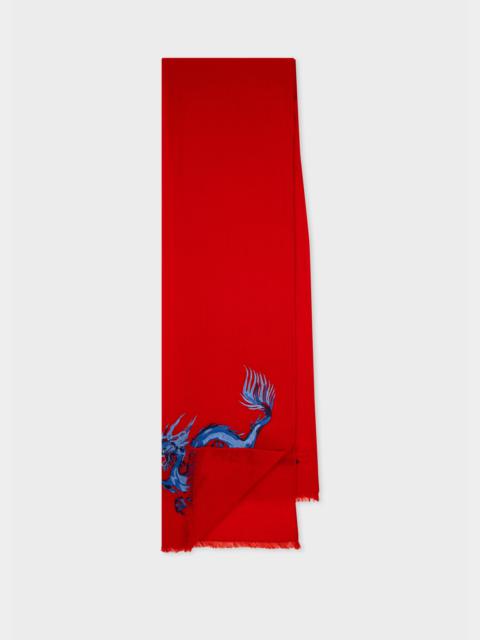 Paul Smith Red Wool 'Year Of The Dragon' Scarf