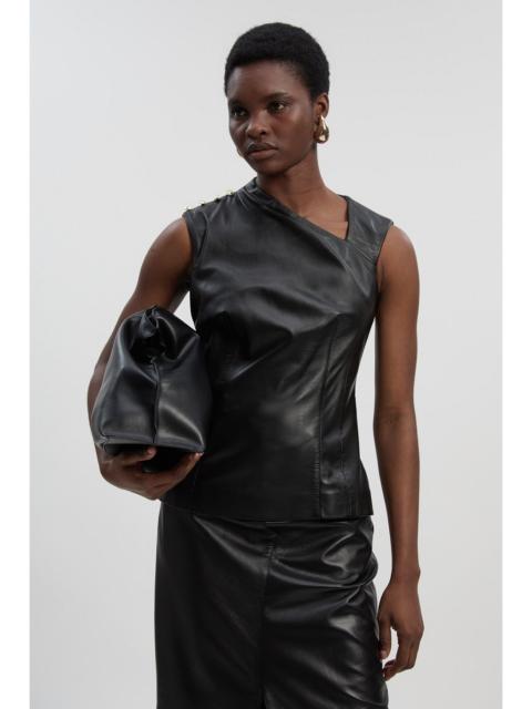 KAREN MILLEN Leather Drape Top