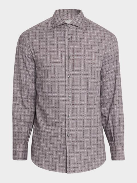 Brunello Cucinelli Men's Slim Fit Geometric Cotton Button-Down Shirt