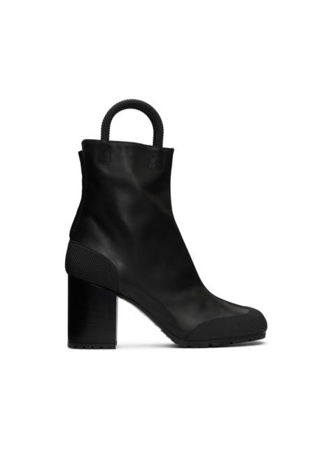 RANDOM IDENTITIES Black Leather Worker Boots