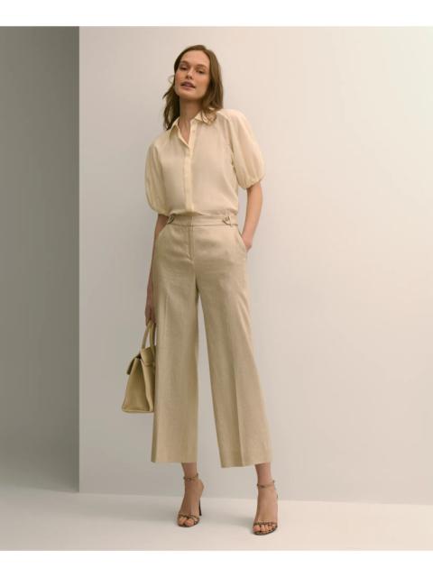 Brooks Brothers Linen-Blend Waist-Tab Wide-Leg Pants