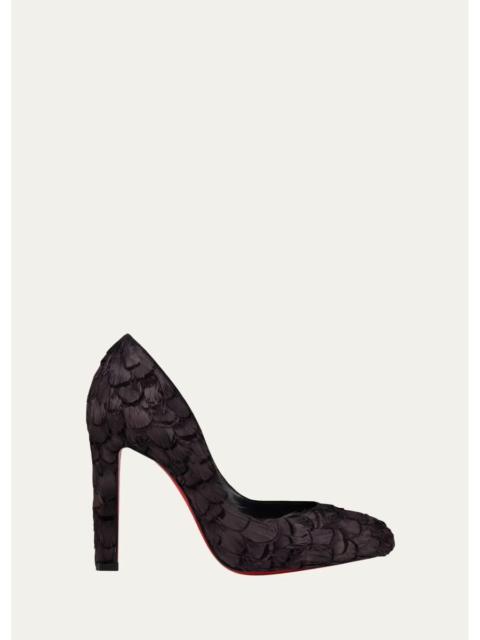 Christian Louboutin 100mm Fanny Silk Feather Pumps