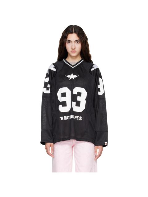 A BATHING APE® Black Line Camo Multi Logo Football Jersey T-shirt