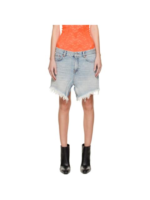 BALENCIAGA frayed-hem denim mini skirt