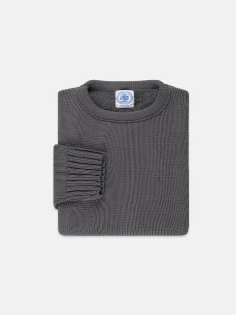 J. PRESS MADE-IN-USA CHARCOAL CHUNKY COTTON CREWNECK SWEATER
