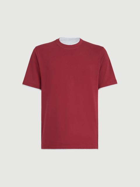 Brunello Cucinelli Cotton jersey crew neck T-shirt with faux-layering