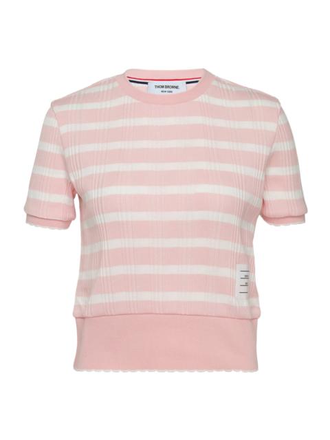 Thom Browne Striped Rib Scallop Edge Tee