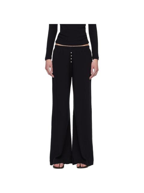 LESET Black Pointelle Boxer Lounge Pants