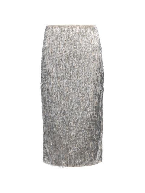 AKNVAS Women's Tao Metallic Sequined Pencil Skirt - Silver