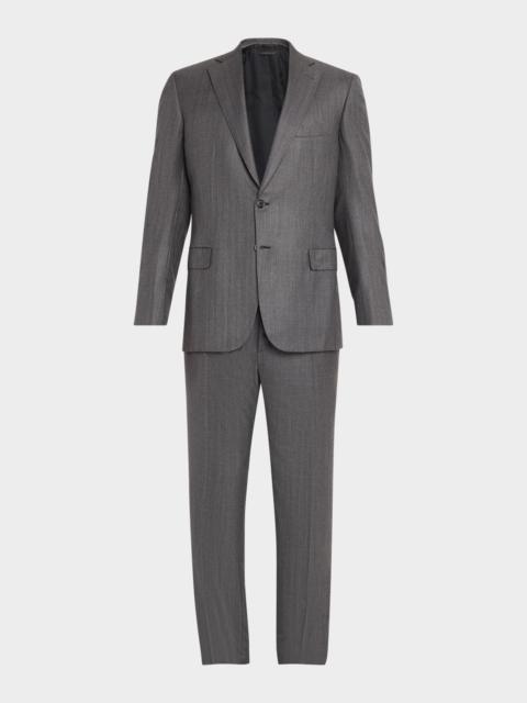 Brioni Men's Tonal Herringbone Wool-Silk Two-Piece Suit