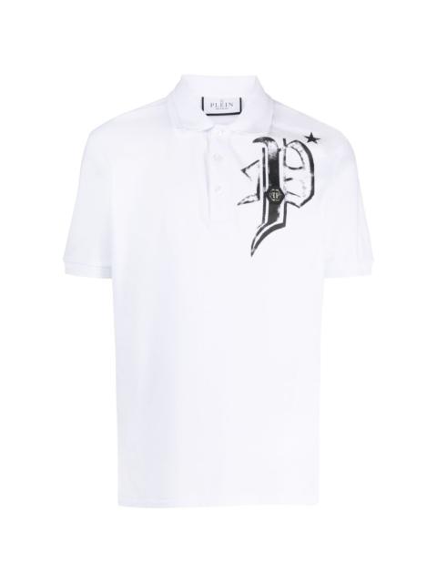 logo-print cotton polo shirt