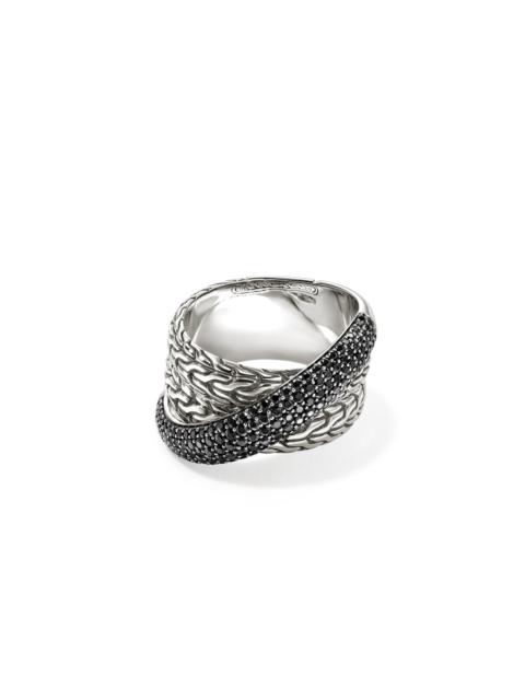 JOHN HARDY JH Essential Pavé Crossover Ring, Sterling Silver, Gemstones
