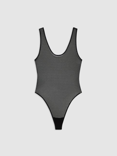 ANINE BING Alysha Bodysuit - Black Geometric Lace