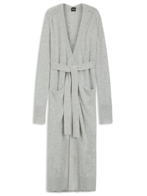 BOSS MELANGE-CASHMERE CARDIGAN WITH BELT