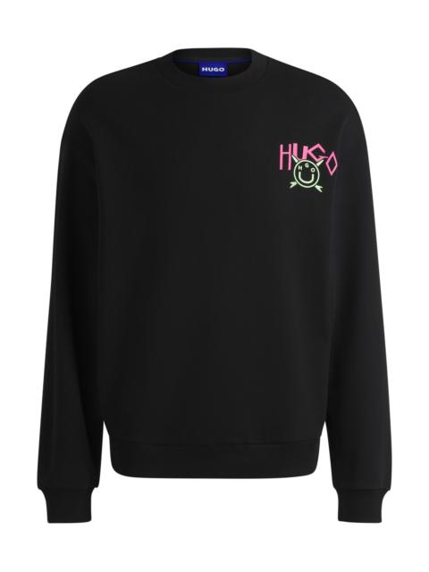 HUGO COTTON-TERRY SWEATSHIRT WITH HAPPY HUGO LOGO