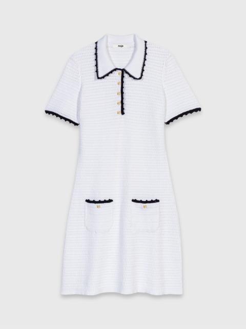 maje Knit polo dress with crochet