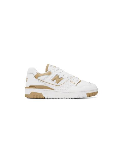 New Balance White & Tan 550 Sneakers
