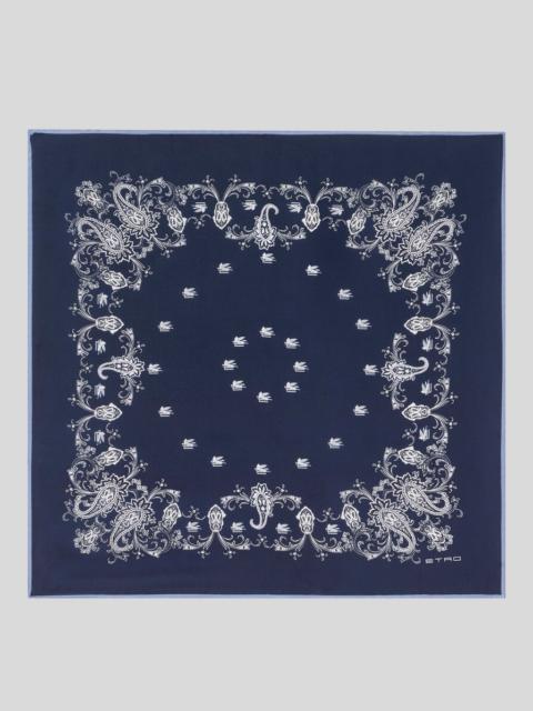 Etro SILK SCARF WITH PLACED FLORAL PAISLEY PRINT