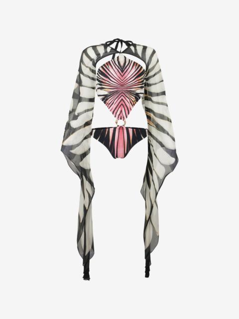 Roberto Cavalli Trikini With Ray Of Pink Print