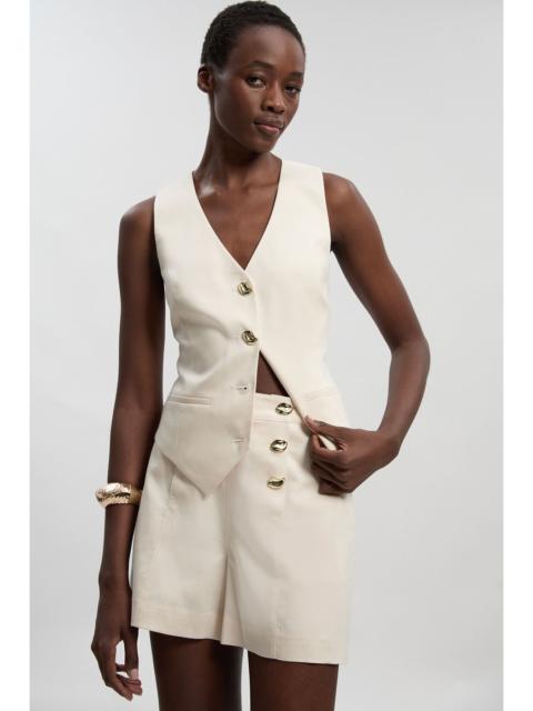 KAREN MILLEN Tailored Linen Button Front Short