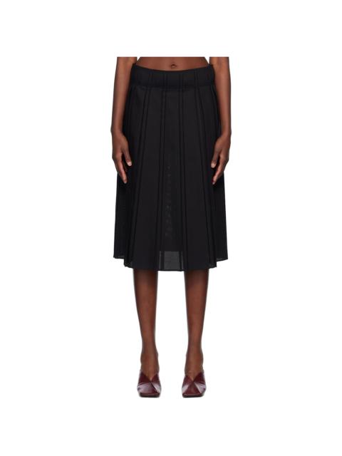 Jil Sander Black Pleated Wool Midi Skirt