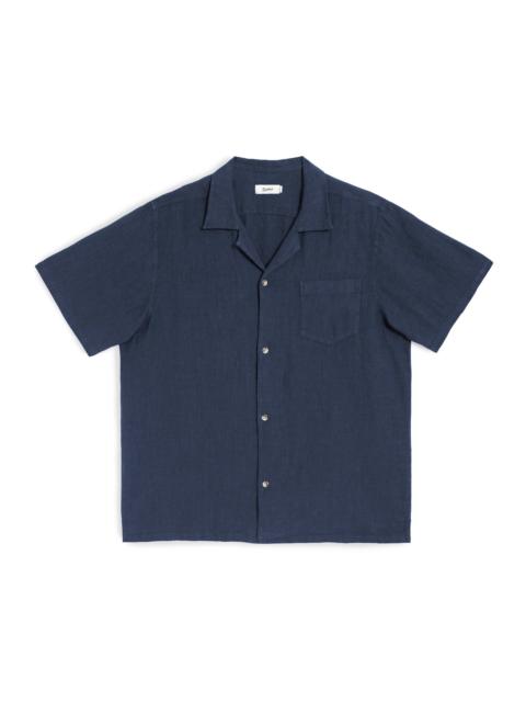 Bather Navy Linen Camp Shirt