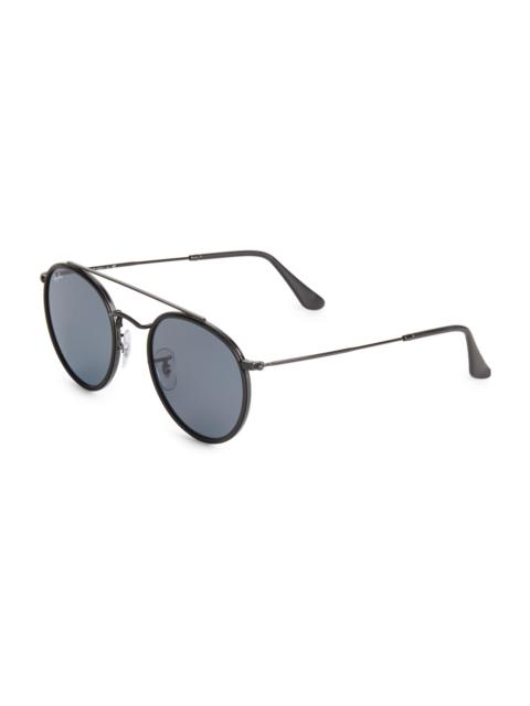Ray-Ban Men's RB3647 51MM Round Aviator Sunglasses - Black