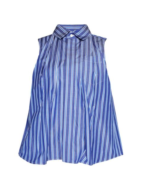 sleeveless striped cotton shirt