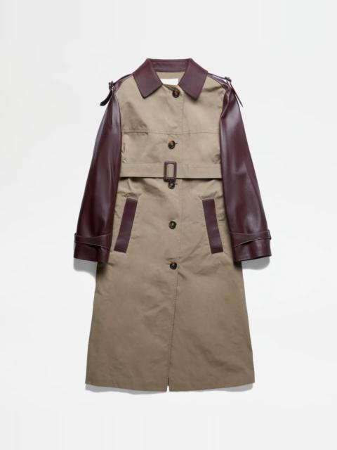 Tod's TRENCH IN MIXED COTTON - BROWN