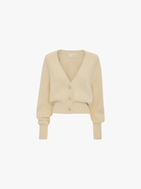 Victoria Beckham Cable Pocket Cardigan In Ivory