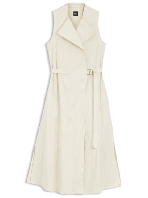 BOSS ADJUSTABLE-BELT WRAP DRESS IN STRETCH COTTON