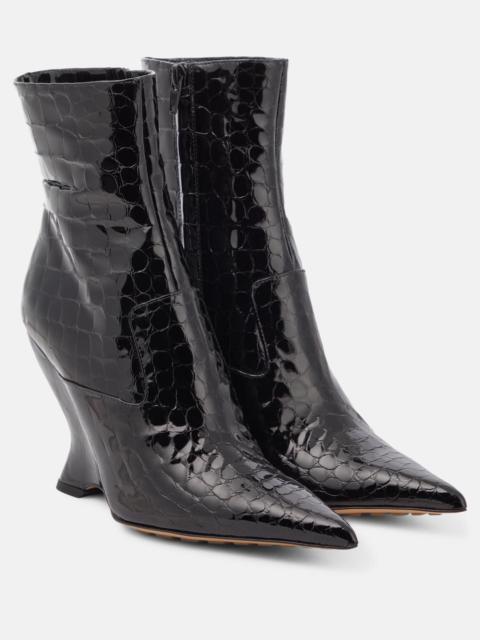 Punta croc-effect leather ankle boots