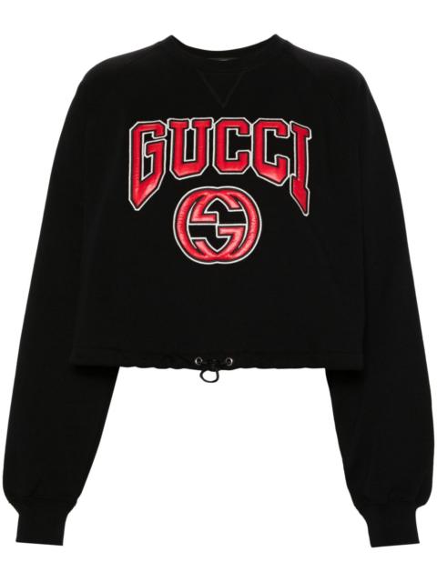 GUCCI logo-appliquÃ© cotton sweatshirt