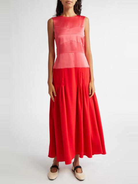 Molly Goddard Ebba Drop Waist Mixed Media Dress in Pink Red at Nordstrom