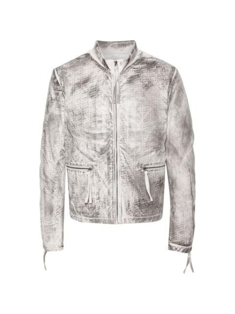 abstarct-print biker jacket