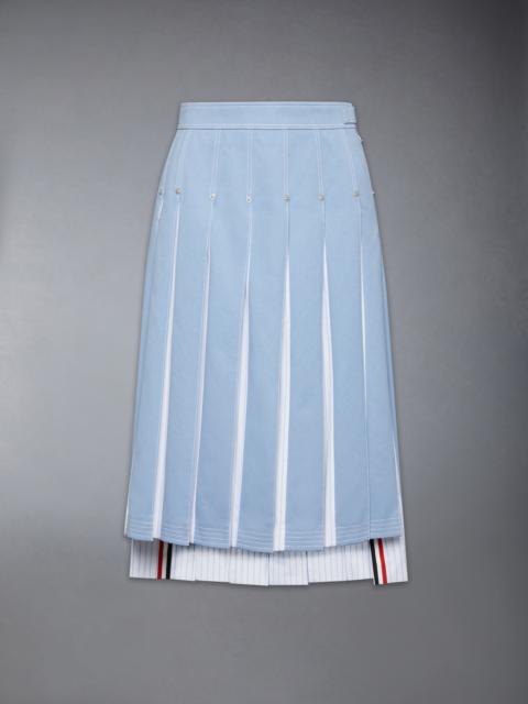Thom Browne DENIM COMBO DROPPED BACK PLEATED SKIRT