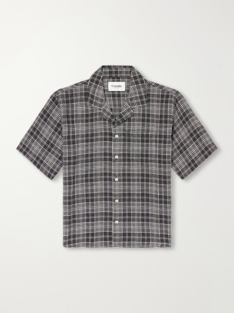 Corridor Camp-Collar Checked Seersucker Shirt