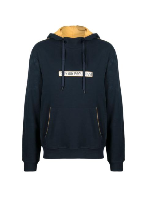 logo-print piped-trim hoodie