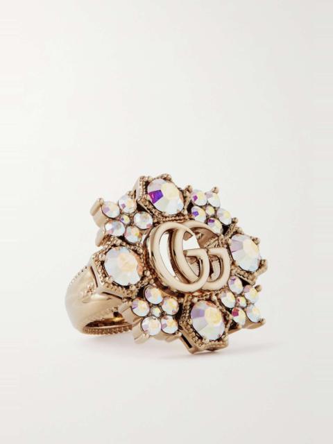 GUCCI GG Marmont gold-tone crystal ring