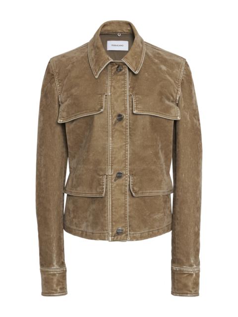 Garment-Dyed Flocked Velvet Jacket neutral