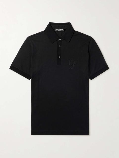 Logo-Embroidered Cotton-Piqué and Twill Polo Shirt